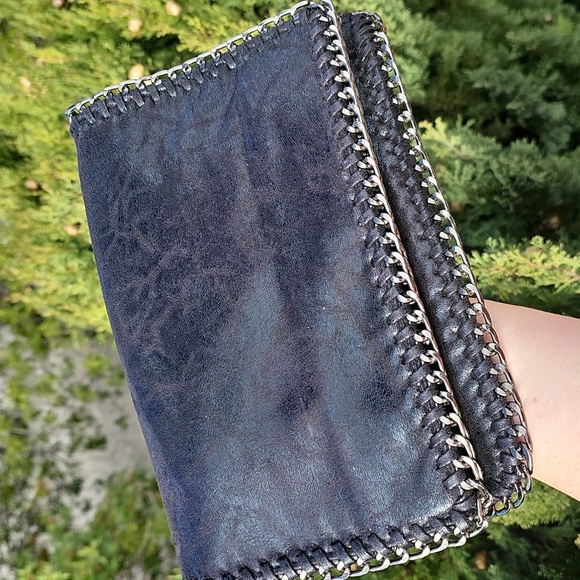 Black Clutch Evening Bag w/ Chain Trim - Picture 6 of 6